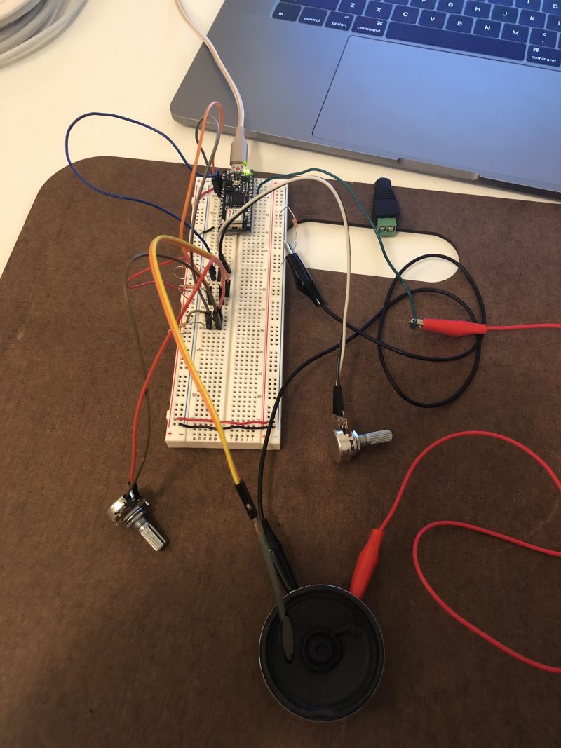 Attempt One at creating a musical instrument using breadboard and three analog sensors