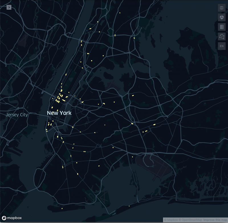 Screen Shot of All ADA Accessible Entrances and Exits of NYC Subway